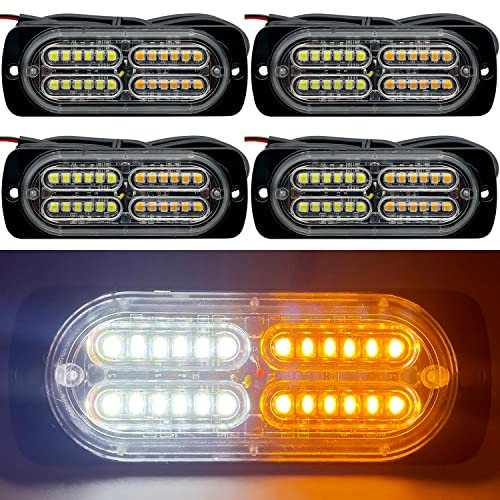 Barra de luz estroboscópica de color ámbar resistente al agua con 13 diferentes intermitentes para coche, camión, SUV, furgoneta, 12 – 24 V, 20 LED, 4 unidades