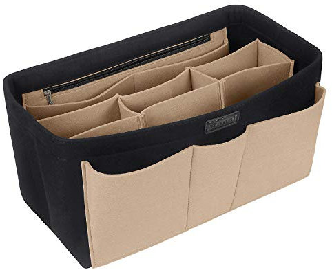 Ropch Filz Handtaschen Organizer, Bag Organizer Aufbewahrungstasche mit mehreren Taschen, Taschen Organizer, Schwarz und Beige, XL