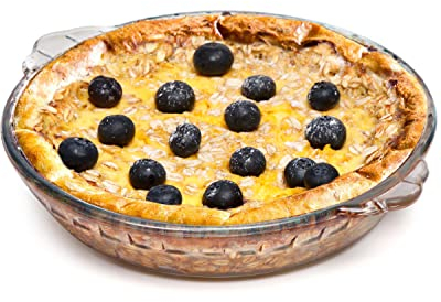 ZYER Mini piatto per torte in vetro facile da afferrare, con manici, per torte di mele, quiche e cheesecake, 16,5 cm