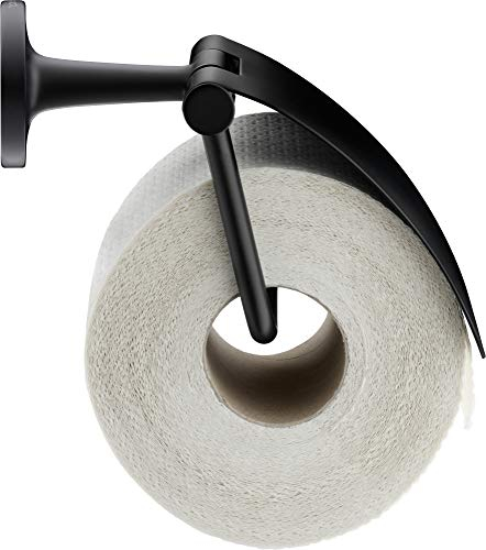 Duravit Papierrollenhalter Starck T, Toilettenpapierhalter mit Deckel für 1 Rolle, Klopapierhalter Wandmontage, Schwarz Matt