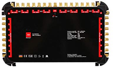 RED OPTICUM OMS 17/16 PRO TR Multischalter für den Empfang von Vier Satellitenpositionen an bis zu 16 Teilnehmer/ 4K, 3D, UHD tauglich/Quattro LNB geeignet/regelbare Terrestrik/Vergoldete Kontakte