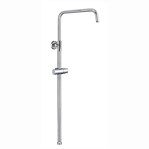 ENKI, Carre, G03, Shower Adjustable Rigid Riser Rail Angled Stainless Steel, Chrome