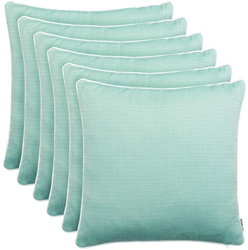 Brandsseller 6er Set Outdoor Kissen 45x45 cm – Wetterfeste Zierkissen mit Paspel in Walzoptik – Wasserabweisende Gartenkissen & Dekokissen für draußen – Sofakissen für Balkon & Terrasse - Mint