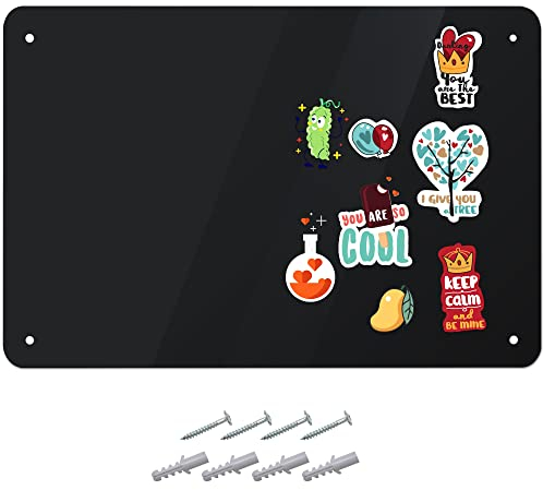 Houseables Magnettafel, Pinnwand, schwarz, 44,5 cm breit x 30,5 hoch, klein, Metall, Stahlblech, strapazierfähig, dekorative Memo, trocken abwischbar, für Wand, Kühlschrank, Schreiben, Kinder