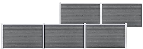vidaXL Gartenzaun WPC Sichtschutzzaun Lamellenzaun Windschutz Sichtschutz Zaun Steckzaun Systemzaun Garten 872x106cm Grau Aluminiumstange