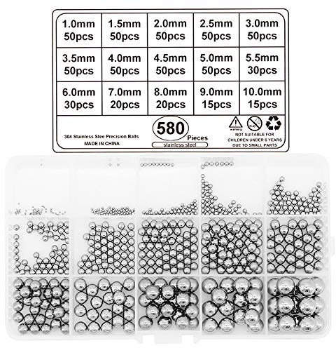 Yuhtech Kugellager Kugeln, 580 Pcs Edelstahl Metallkugeln Stahlkugeln Kugellager aus Edelstahl für Fahrrad Rad Ersatzteile