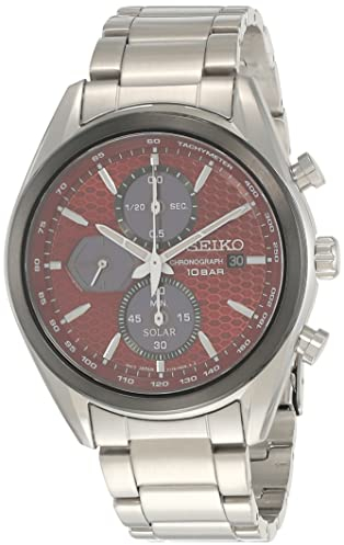 Seiko Herren-Uhr Quarz Edelstahl mit Edelstahlband SSC771P1, Rot