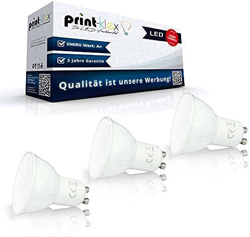 Print-Klex GmbH & Co.KG 3x LED Leuchtmittel GU10 3W 4000K Neutralweiß Glühbirne Lampe Birne nicht Dimmbar