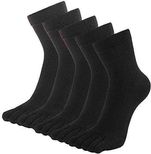 LOFIR Chaussette à Doigts Hommes Chaussettes avec Orteils, Chaussettes 5 Doigts en Coton Garçons Chaussettes de Pieds Séparés, Chaussettes de Sport Athlétiques, Taille 44-47, 5 paires