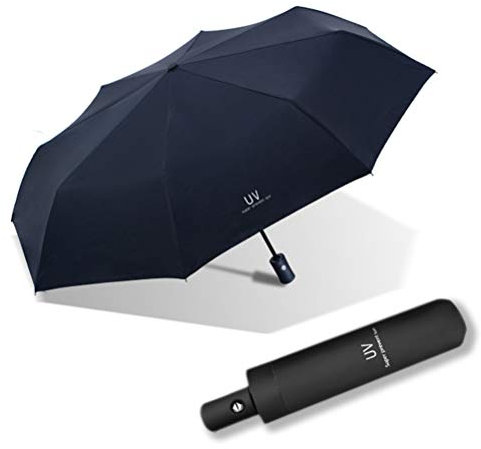 Maibar UV Umbrella Women Sun Proof UPF 50, Folding Umbrellas Travel Parasol for Lady (Black)