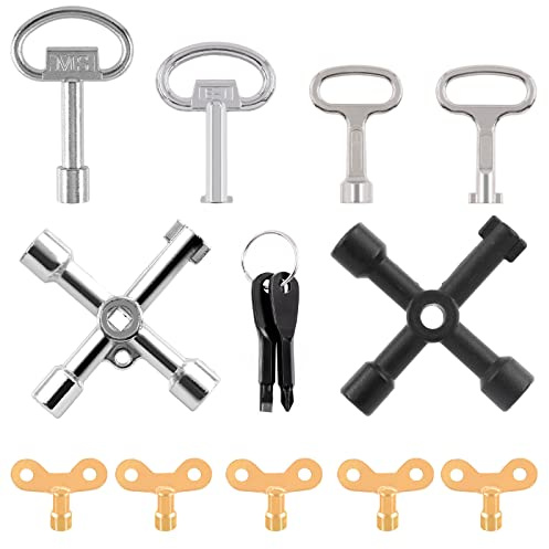 Tanstic 13Pcs Multi-functional Utility Kit - Includes 4-Way Spanner, Square Keys, Water Tap & Faucet Keys for Radiators, Gas & Electric Meter Boxes
