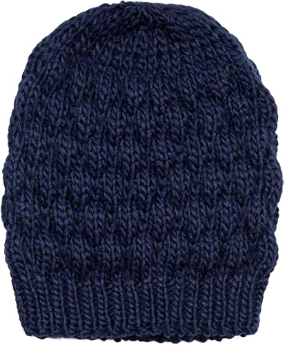 styleBREAKER Damen Strick Beanie Mütze mit Bubblemuster, Einfarbige Winter, Raspberry Pattern Strickmütze 04024193, Farbe:Dunkelblau