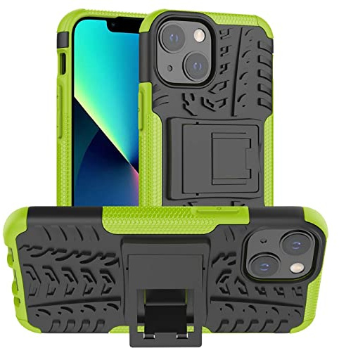 CoolGadget Outdoor Handyhülle für iPhone 13 Stoßfest Grün | Panzerhülle robust für Sport und Baustelle, rutschfest, verstärkte Ecken, erhöhter Kameraschutz