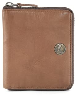 Cas8 Men Reißverschlussbörse MATTI für Herren mit RFID-Schutz, sportliche Geldbörse mit Münzfach aus hochwertigem Echtleder für Männer (Cognac)