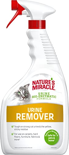 Nature’s Miracle Urine Remover - Spray Eliminateur pour taches et odeurs d’urines du chat – Odeurs tenaces – Action Bio-Enzymatique - Multi-surfaces – Aux Huiles Essentielles d’Agrumes – 946 ml