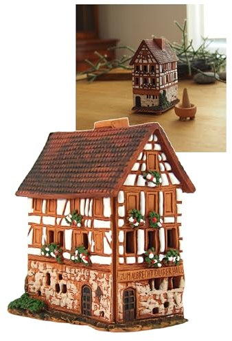 Midene Räucherstäbchenhalter aus Keramik, Kegelform, Raumdekoration, handgefertigtes Sammlerstück, Miniatur, altes Holzhaus in Nürnberg, Deutschland R262