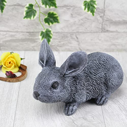 STEINFIGUREN SPICKER Steinfigur Hase Zwergkaninchen 225/1, Gartenfigur Steinguss Tierfigur Basaltgrau