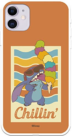 Official iPhone 11 Case Lilo & Stitch Stitch Chillin Transparent to Protect Your Mobile Phone Case for Xiaomi Silicone Flexible with Official Licensed Disney