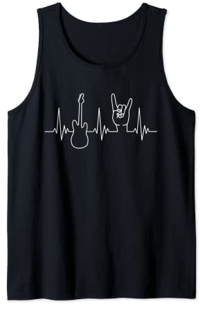 E-Gitarre und Pommesgabel Herzschlag Design für Heavy Metal Tank Top
