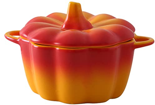 Luxshiny 1pezzi Ciotola Dessert Ceramica Forma Di Zucca Con Coperchio Elegante e Pratica Per Frutta e Zuppe Perfetta Per Feste e Occasioni Speciali