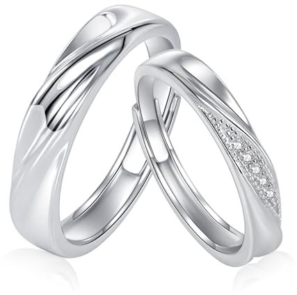 Vxddy Paar Ringe Eheringe Hochzeitsringe Partnerringe Sterlingsilber Versprechen Verlobungsring Kreuz Love River für Damen & Herren Geschenke