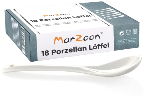 Marzoon Cucchiai in porcellana, 18 pezzi, cucchiaini per uova, salse, caffè, tè e dessert