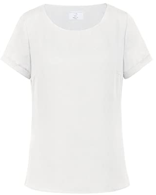 GREIFF Chiffon Damen Chiffon-Bluse Kurzarm Rundhals Regular