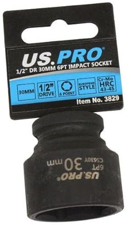 US PRO Tools 3829 Douille à choc 30 mm 1/2 6 pans