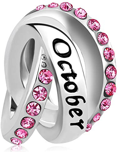 LSxAB Janvier à décembre 12 mois - Pierre porte-bonheur couleur - Breloque d'anniversaire compatible avec les bracelets Pandora, Cuivre, Pas de gemme
