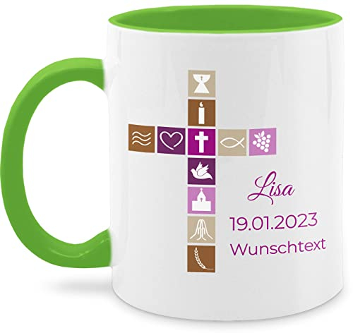 Tasse Tassen 325ml - Taufe - Geschenk Firmung GeldgeschenkTaufe I Geschenke Geld Konfirmation - 325 ml - Hellgrün - personalisierte taufbecher taufgeschenke taufe glühweintassen