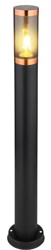 Globo Wegeleuchte Gartenlampe Außenstehleuchte Standleuchte Edelstahl, Kupferakzent schwarz rauch, 1x E27, DxH 7,6x80 cm