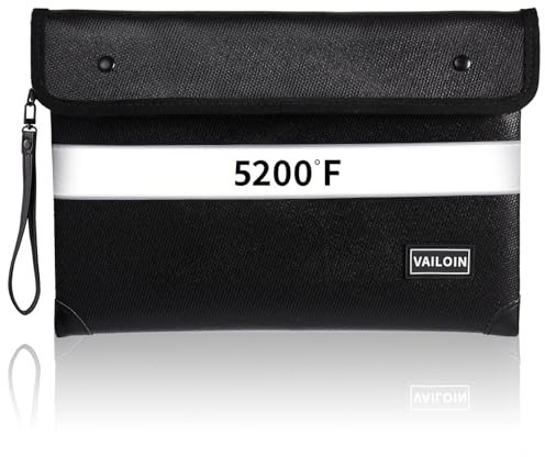 Feuerfeste Geldtasche für Bargeld, 2.871 °C, wärmeisoliert, tragbar, feuerfest, wasserdicht, Dokumententaschen mit doppelseitigem reflektierendem Streifen, Sozialversicherungskarten, Schmuck