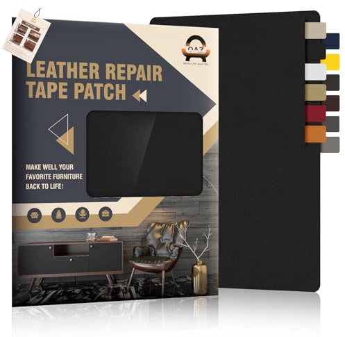 OAZ Leder Reparatur Patch, 21x28cm 2 Stück Lederflicken Selbstklebend Leder Reparatur Patch, für Möbel, Sofas, Autositze, Handtaschen, Jacken, Leder Renovierung, Schwarz