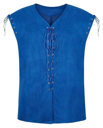 Mens Medieval Vest Pirate Costume Retro Renaissance Steampunk Lace-up Viking Vest Gothic Victorian Halloween Cosplay Waistcoat