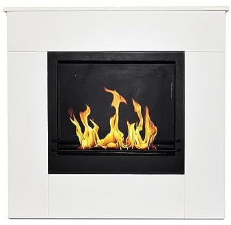 Divina Fire Camino a bioetanolo da Terra in Legno Bianco Made in Italy Michelangelo 96x36x90h