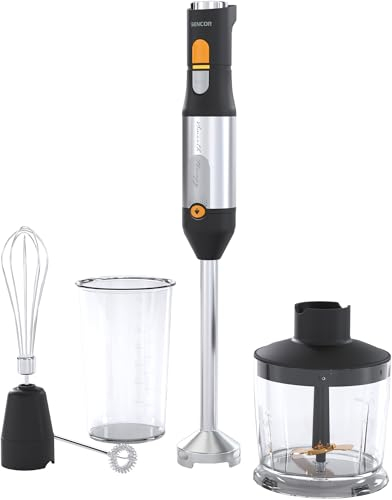 Sencor Batidora Mano Multifuncional Ultra-Potente 1200W, con Batidor, Picadora y Espumador, Cuchillas Quad Blades de Acero Inoxidable, Control Continuo de Velocidad, Diseño Ergonómico - Negro