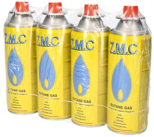 Z.M.C 4X Gaskartuschen 227g mit Ventil Typ MSF-1a, Universal Gaskartusche Butangas Kartuschen mit Bajonett Anschluss für Campingkocher, Gasheizung, Gasbrenner