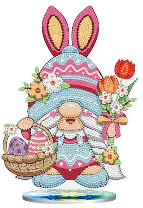 NSXIN 5D Diamond Painting Ostern Deko, DIY Diamant Malerei Bilder Kit Ostern Tisch Dekoration, Handwerk Applique Mosaik Hase Ostereier Dekoration (Stil O)
