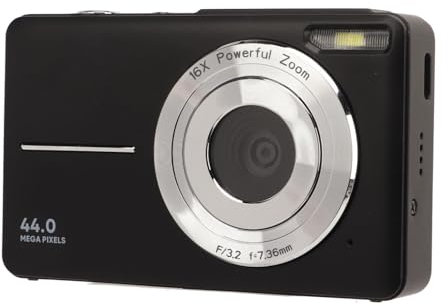 44MP Digitalkamera, 1080P HD 16X Digitalzoom Autofokus Vlogging Kamera Pocket Digitalkamera, HD Smart Videokamera für Fotografie Reise Vlogging (Black)