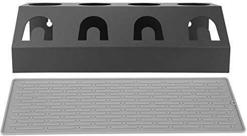 Universeller Abtropfständer Für Sodaflaschen Mit 4 Löchern Und Unterlage – Abtropfhalter Für Sodastream Und Andere Getränke – Halten Sie Ihre Arbeitsplatte Organisiert Und Trocken(Schwarzes 4-Loch)