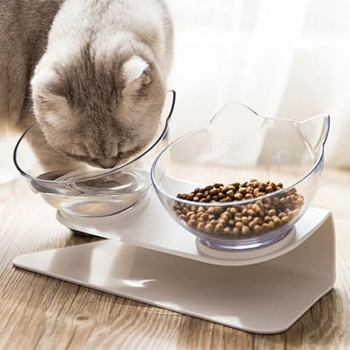 Bol incliné Ergonomique pour Chats, Gamelle avec Protection du Cou et Design antidérapant