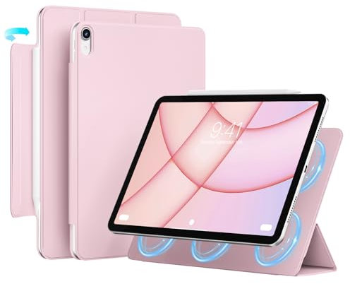 JKSML Magnetisch Hülle für iPad Air 11 Zoll M3/M2 (2025/2024) & iPad Air 5./4.Generation 10.9 Zoll (2022/2020),Unterstützt Pencil Pro/USB-C, Dünn und Leicht Design für Büro/Uni, Rosa