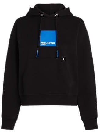 Karl Lagerfeld Jeans, Sweat À Capuche Femme Avec Logo Encadré, Coupe Classique, Noir, M