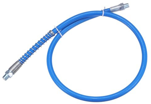 QUARKZMAN Fettpresse Schlauch 31.5 10000 PSI Feder Flex Hochdruck Schnellspanner für Schmierfett Ersatz mit Kupplung 1/8 NPT Gewinde für Fettpresse Blau