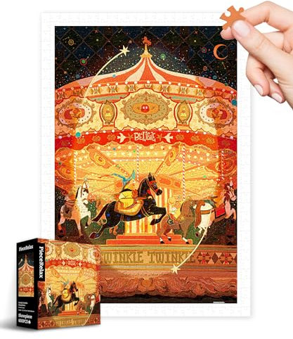 PieceRelax Plastic Jigsaw Puzzles for Adults 600 Pieces - Twinkle Twinkle - Bucephalus Most Satisfying Table Games and Gifts No Puzzle Mat Required Extra Small Pieces [H3800]