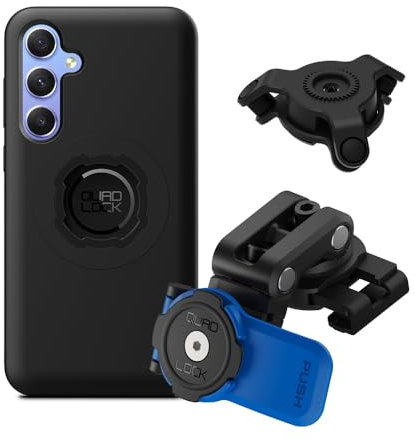 Quad Lock Motorcycle Brake Reservoir Phone Mount Kit with Vibration Dampener and Galaxy A55 MAG Case
