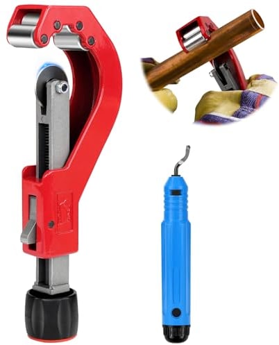 Tagliatubi da 14 a 65 mm, tagliatubi in rame, tagliatubi con sbavatrice per plastica, acciaio inox sottile, acciaio, alluminio (rosso)