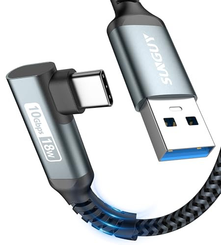 SUNGUY Cavo USB C, [2 pezzi 1m] 90 Gradi Cavo Type C Ricarica rapida e trasferimento a 10Gbps Cavo Android Auto compatibile con iPhone 16/15 Pro Max, Galaxy S24/S23/S22, P30 Lite