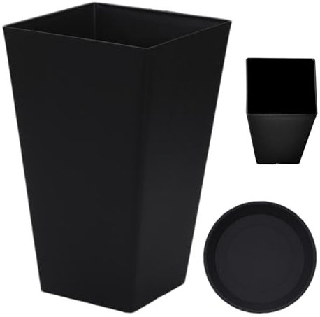 Maceta cuadrada ancha y cónica, para todo tipo de clima, maceta cuadrada de resina resistente, maceta cuadrada para patio, maceta cuadrada grande, maceta decorativa para exteriores para porche
