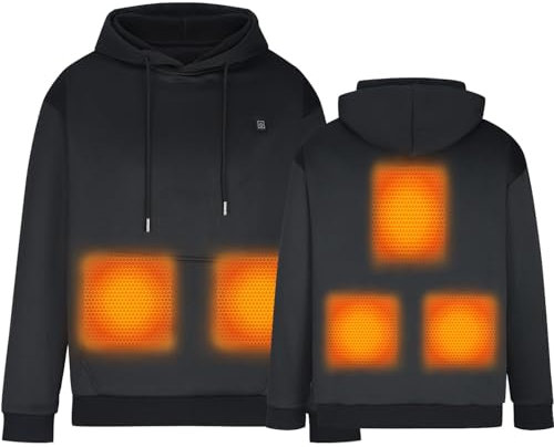 Heated Hoodie for Men Women 2024 UK Sale Clearance USB Rechargeable Heated Sweatshirt with 5 Heating Zones Hooded Heating Body Warmers Electric Heated Coat Thermal Warm Winter Heated Hoodies Pullover